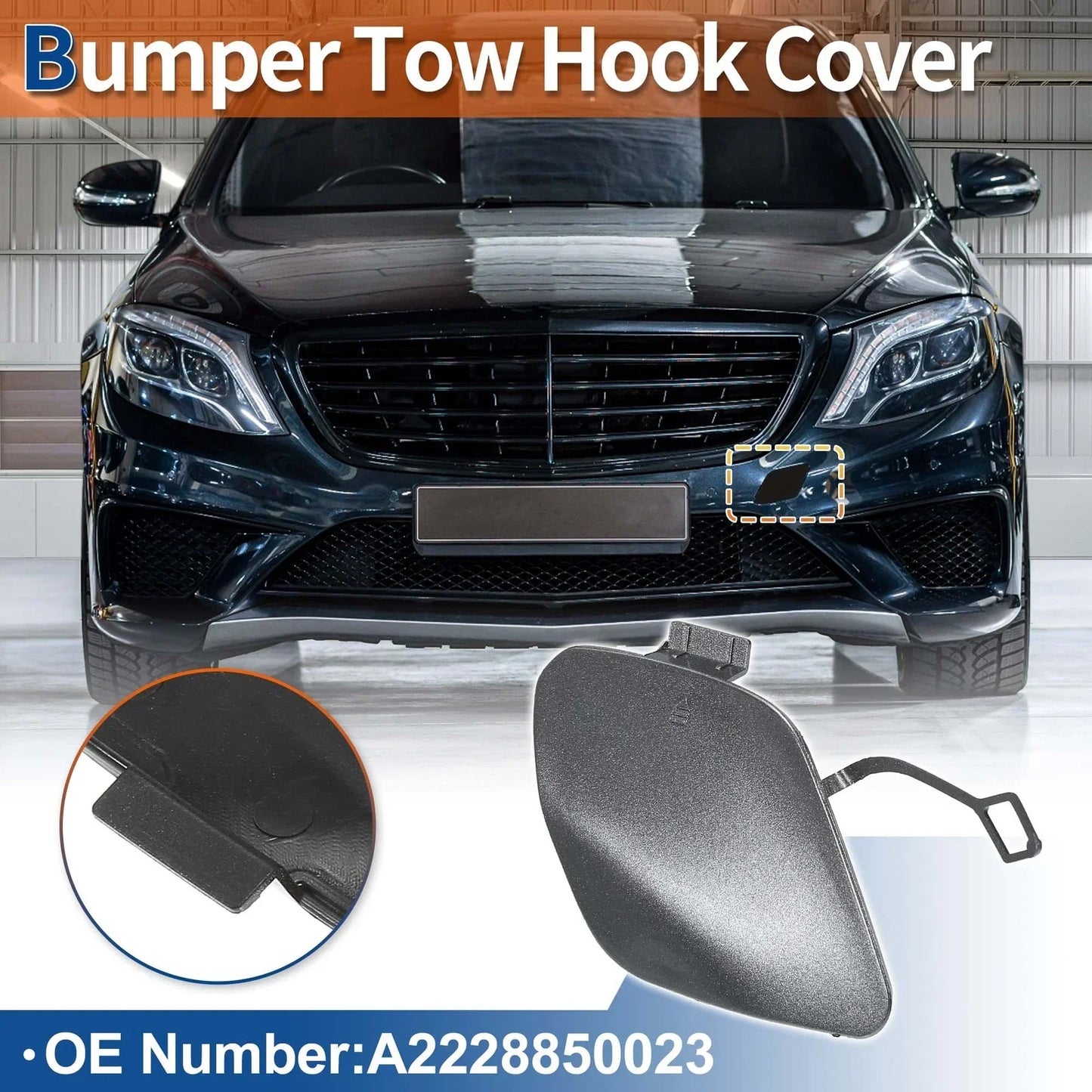 Car Bumper Tow Hook Cover for Mercedes S W222 (2014-2017) Gray