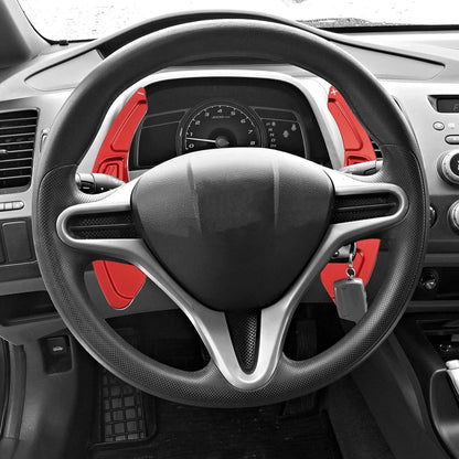 Red Steering Wheel Shift Paddle Shifter Extend Cover for Honda Civic (2009-2011)