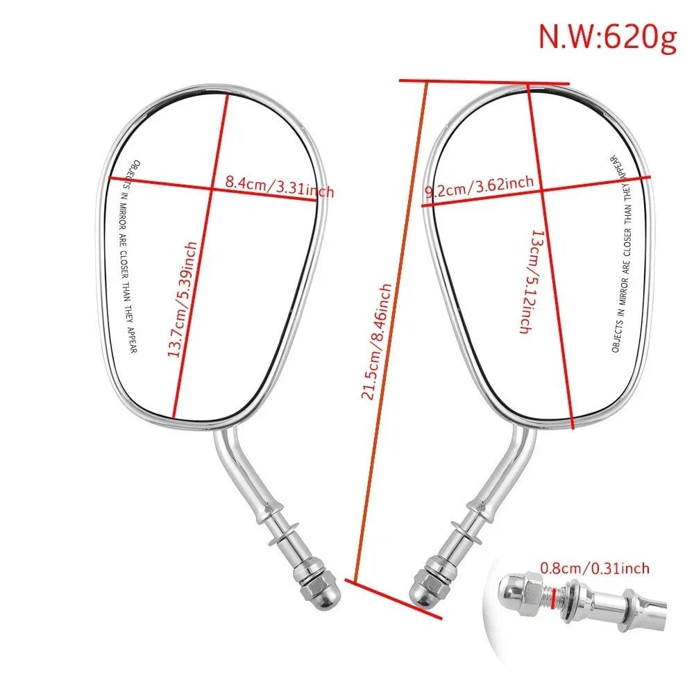 Black Motorcycle Rear View Side Mirrors for Harley Davidson