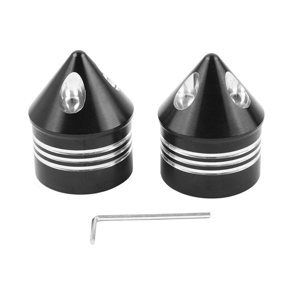 Black & White Front Axle Cap Nuts for Harley Touring Dyna Road King
