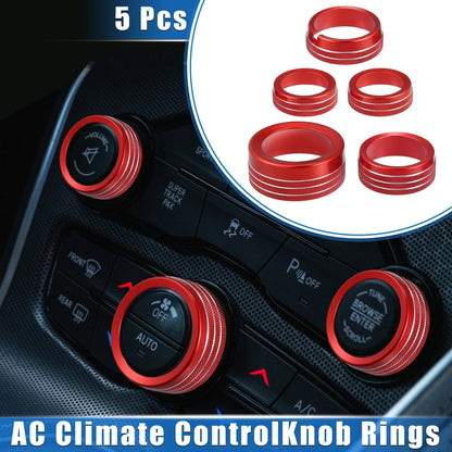 5 Pcs AC Climate Control Knob Rings for Chrysler 300, Dodge Challenger (2005-2023)