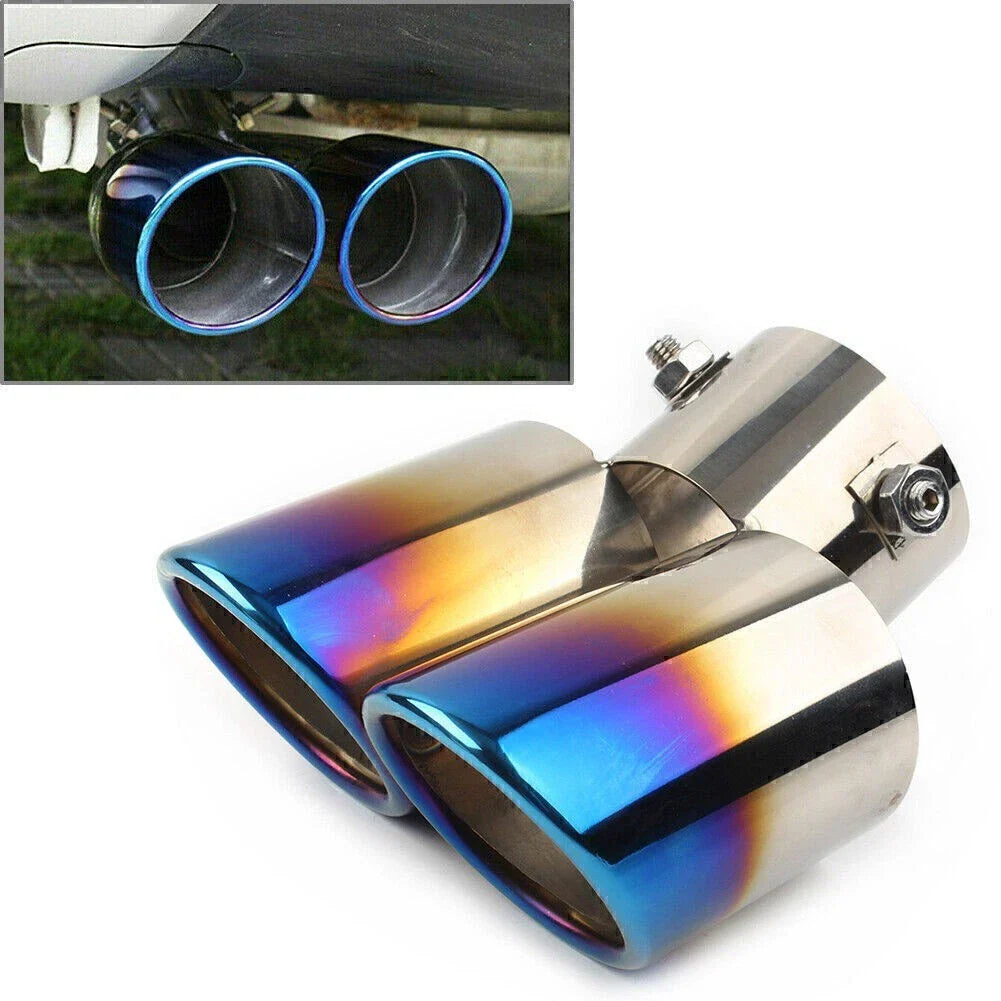 1x Blue Dual Exhaust Pipe Tail Muffler Tip for Car (No Year Specified)