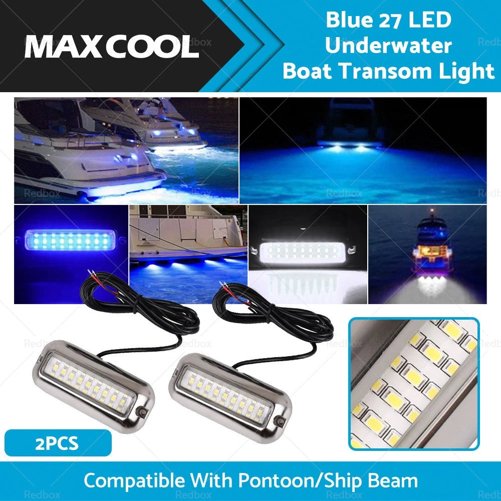 Blue 27 LED Underwater Marine Transom Lights for Pontoon