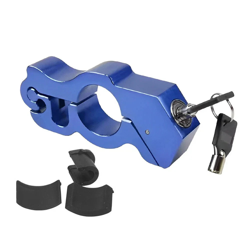 Blue Motor Handlebar Lock Anti-Theft Grip for Bike Scooter ATV