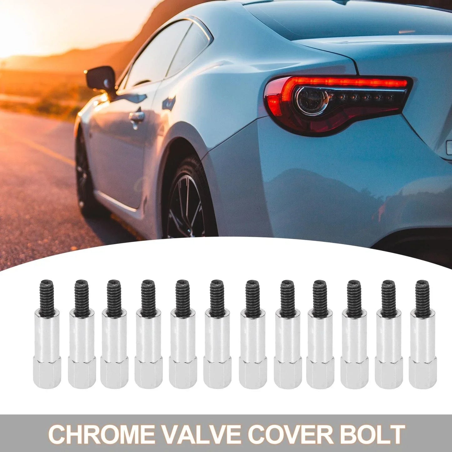 12 x G1/4-20 Chrome Valve Cover Bolts for Chevy 283 302 305 307 327 350 383 400