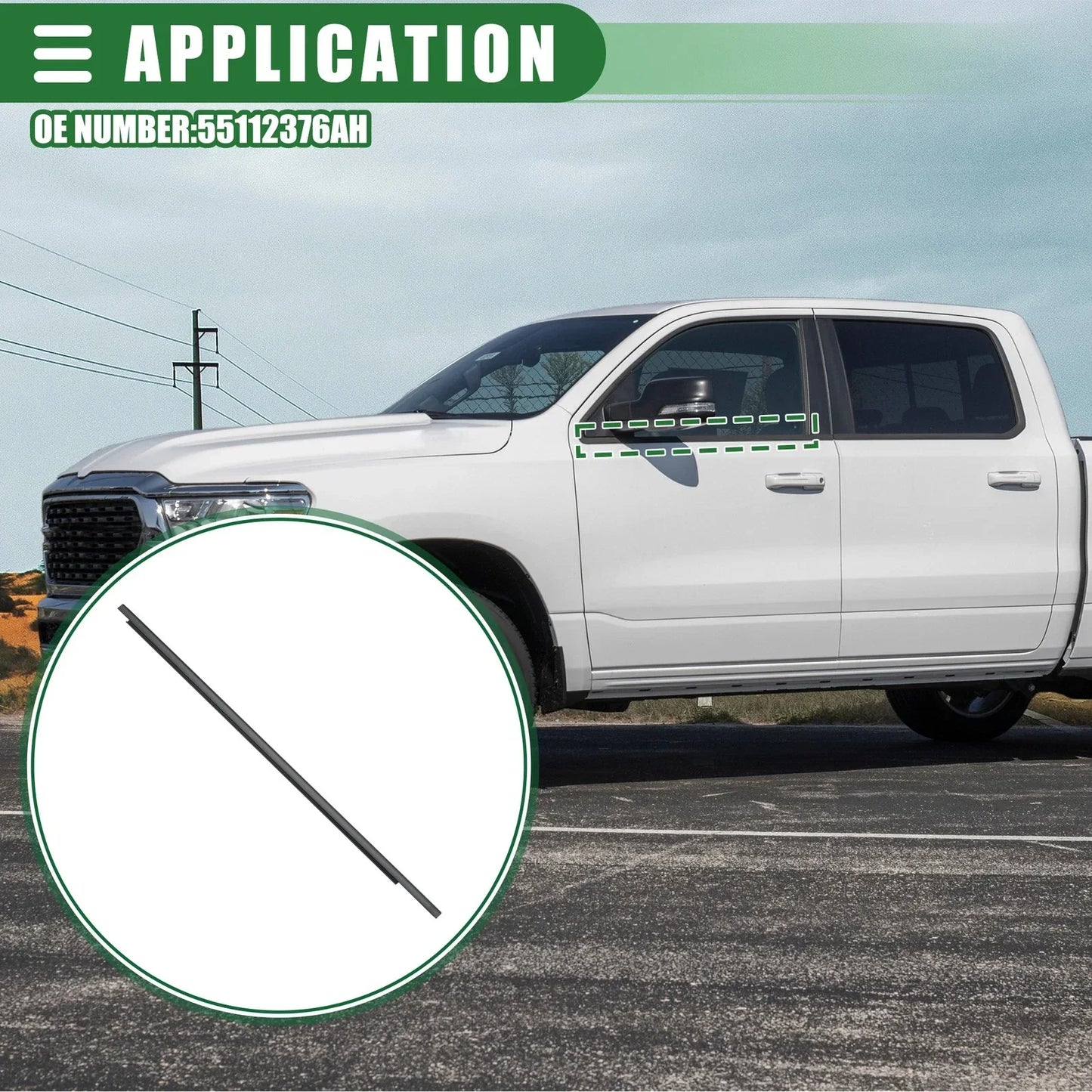 Front Left Car Door Window Belt Weatherstrip for Dodge Ram 1500 (2009-2010)