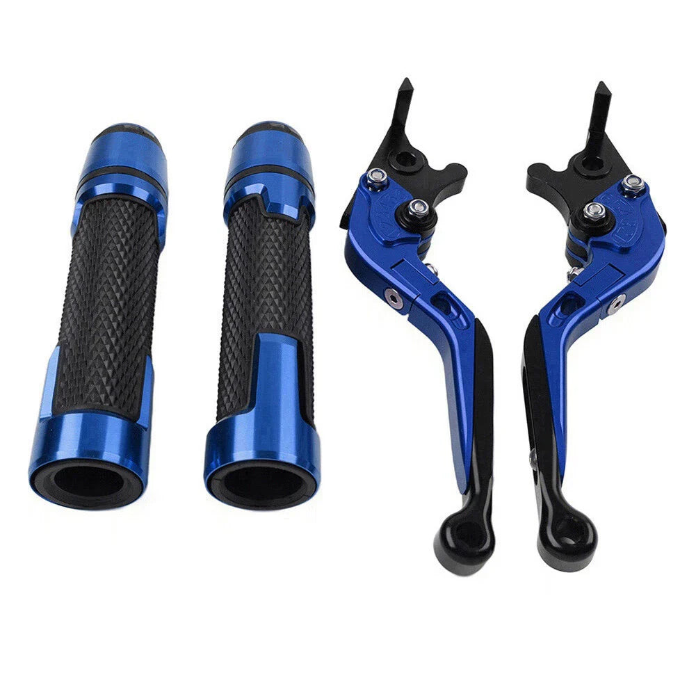 Blue Extendable Brake Clutch Levers & Handlebar Grips for Suzuki DL1000 (2002-2023)