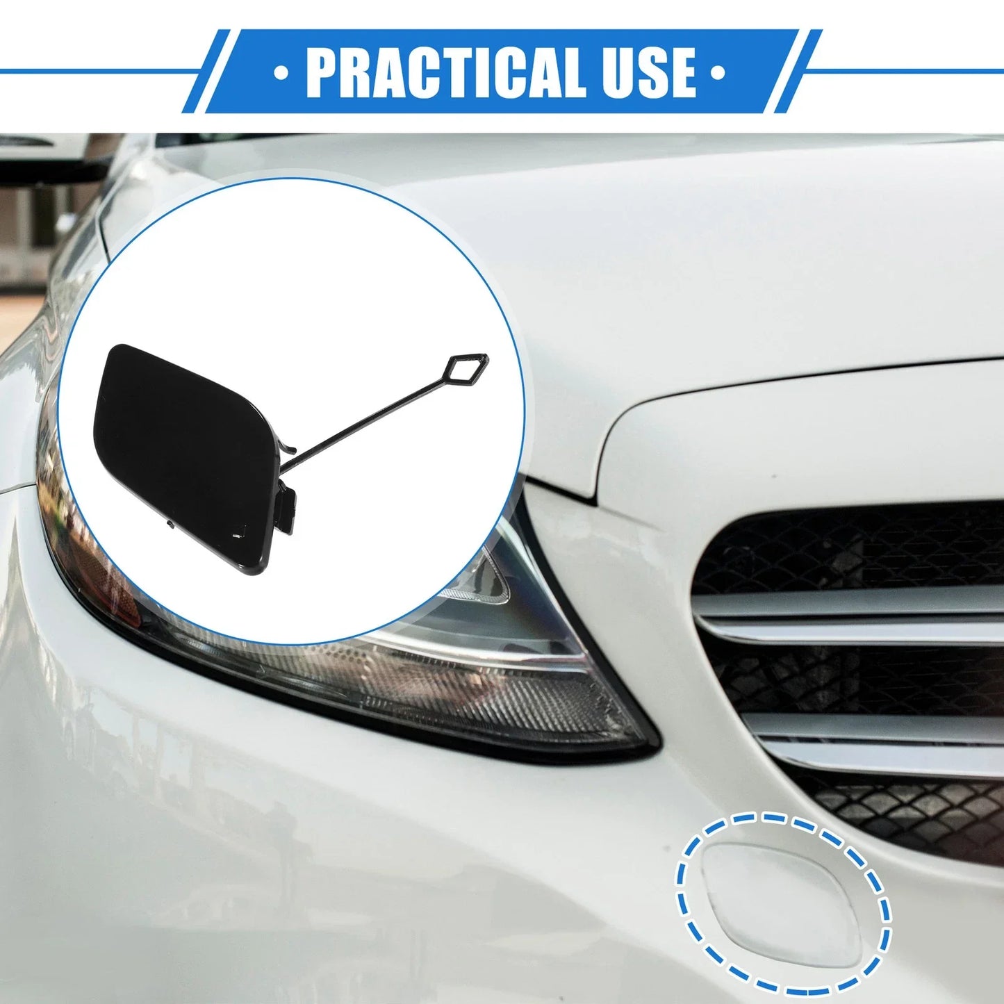 Bumper Tow Hook Eye Hole Cover for Mercedes-Benz R350 (2011-2012) Black