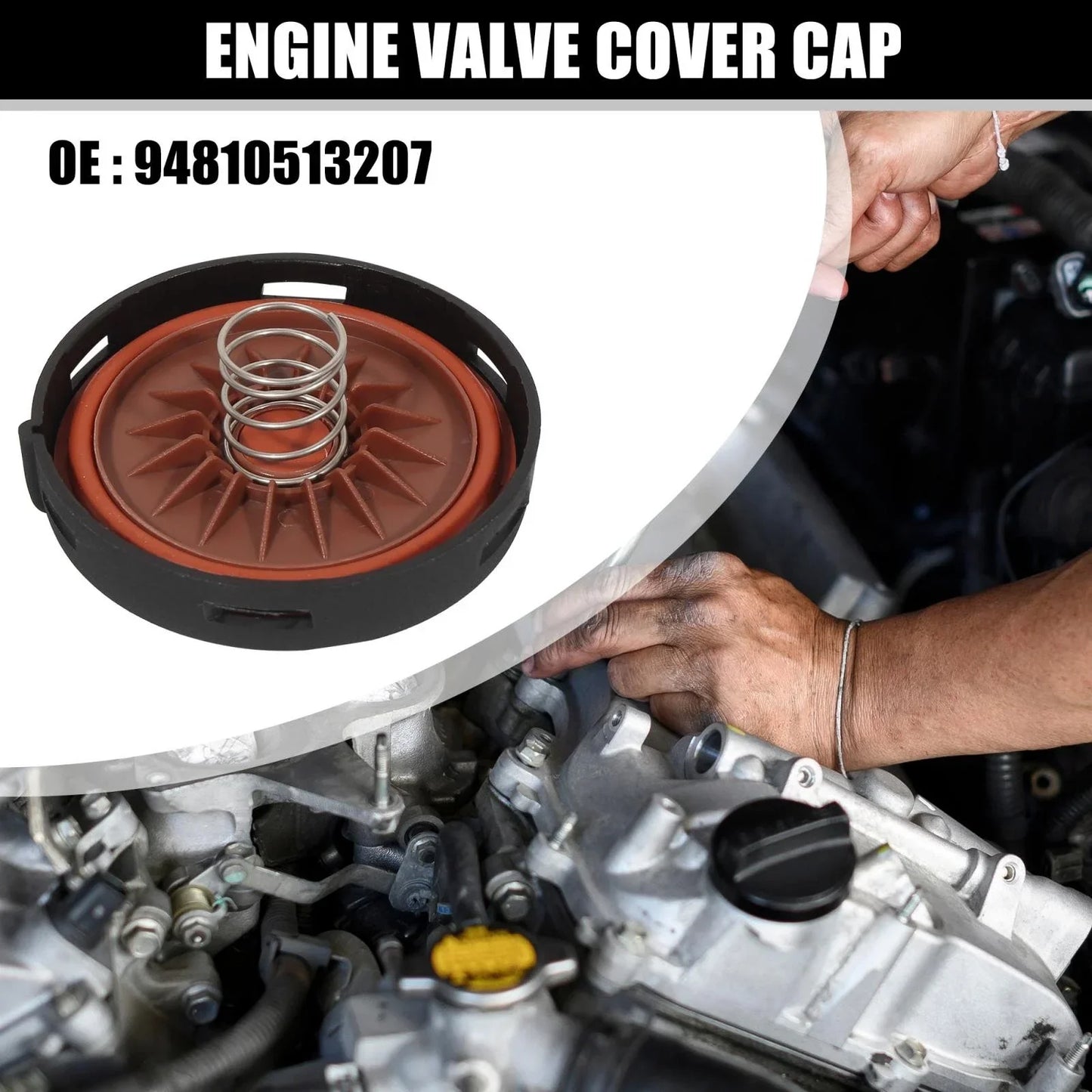 Engine Valve Cover Cap for Porsche Cayenne 2003-2006, Black, 94810513207