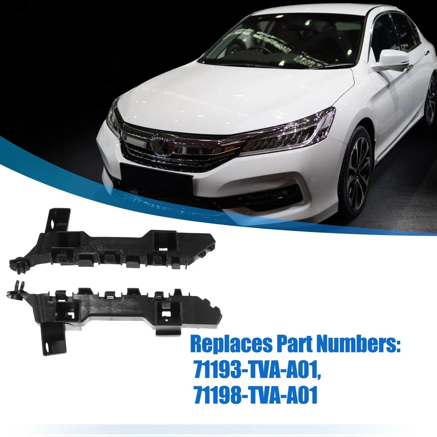 Front Bumper Bracket for Honda Accord (2018) - Plastic Black, 1 Pair