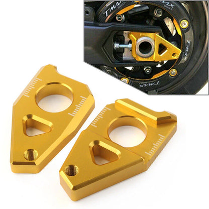 Yamaha YZF FZ8 FZ1 TMAX Gold Motorcycle Axle Spindle Chain Adjuster Blocks