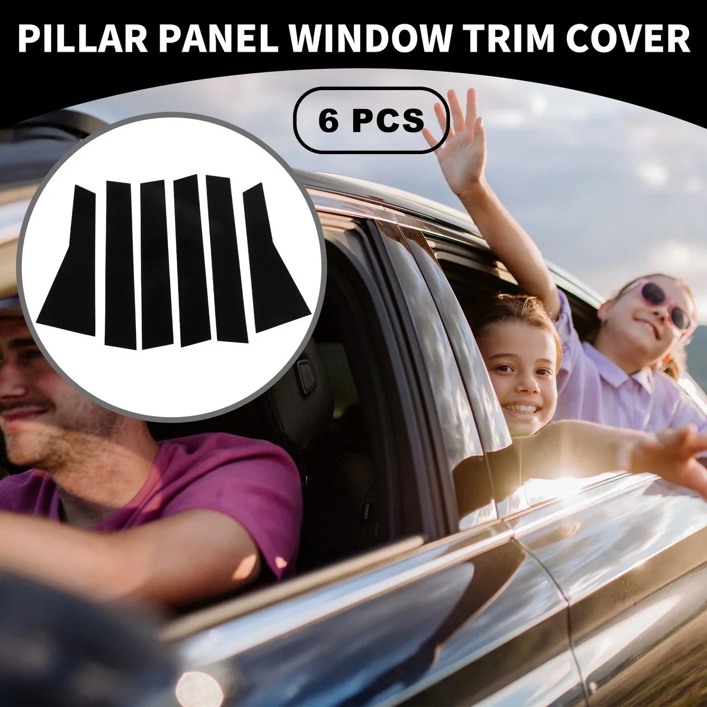 6 x Car Pillar Window Trim Covers for Honda CR-V (2017-2022) Black