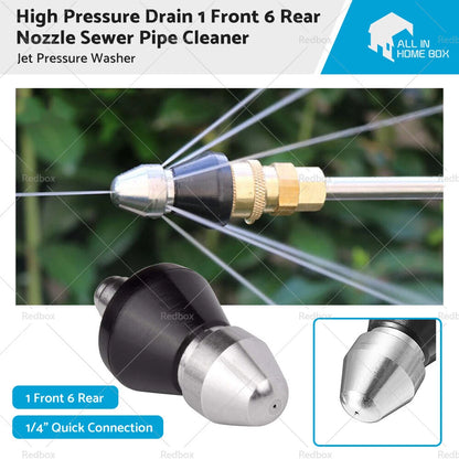 High Pressure Drain Nozzle 1 x Front 6 x Rear Jet for Pressure Washer