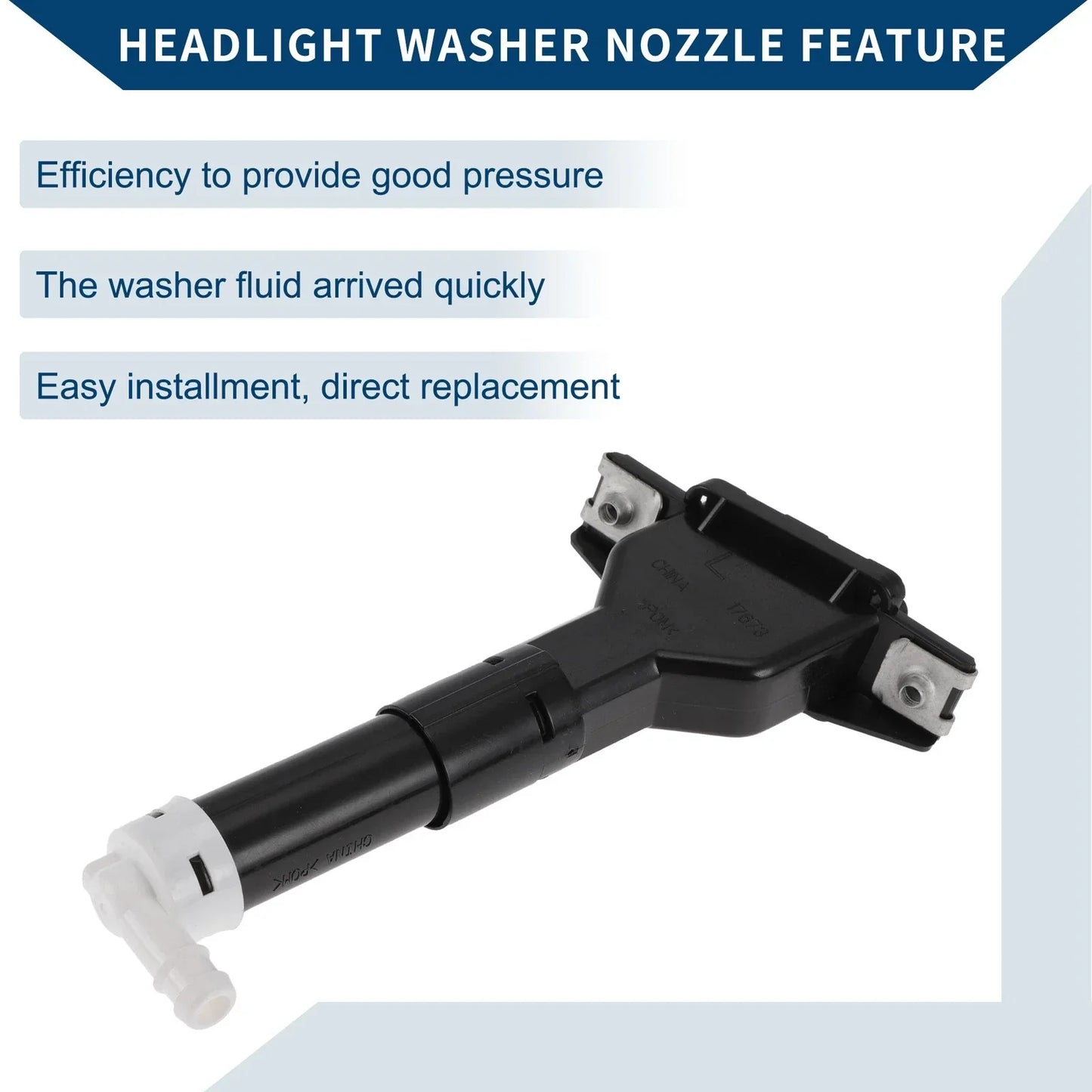 Front Driver Side Headlight Washer Nozzle for Honda Civic (2005-2011) 1 x Black