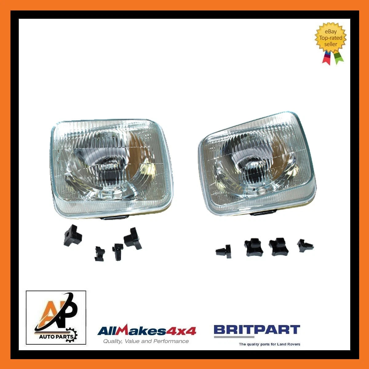 Front Headlights Lamps Pair Left Right for Land Rover Discovery 1 (1989–1998)