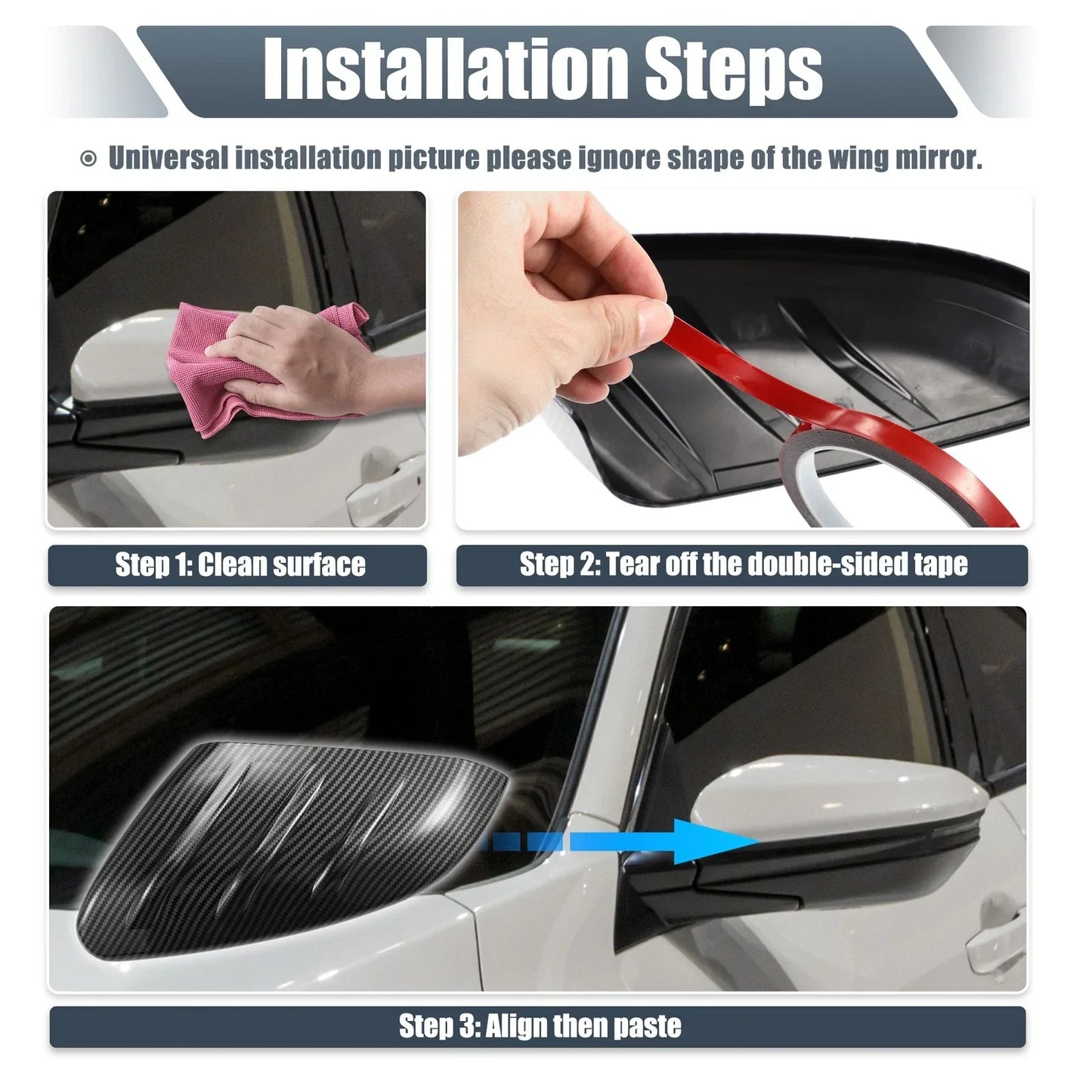 Rearview Mirror Cover Overlay Gloss Black for Hyundai Sonata (2020-2023)