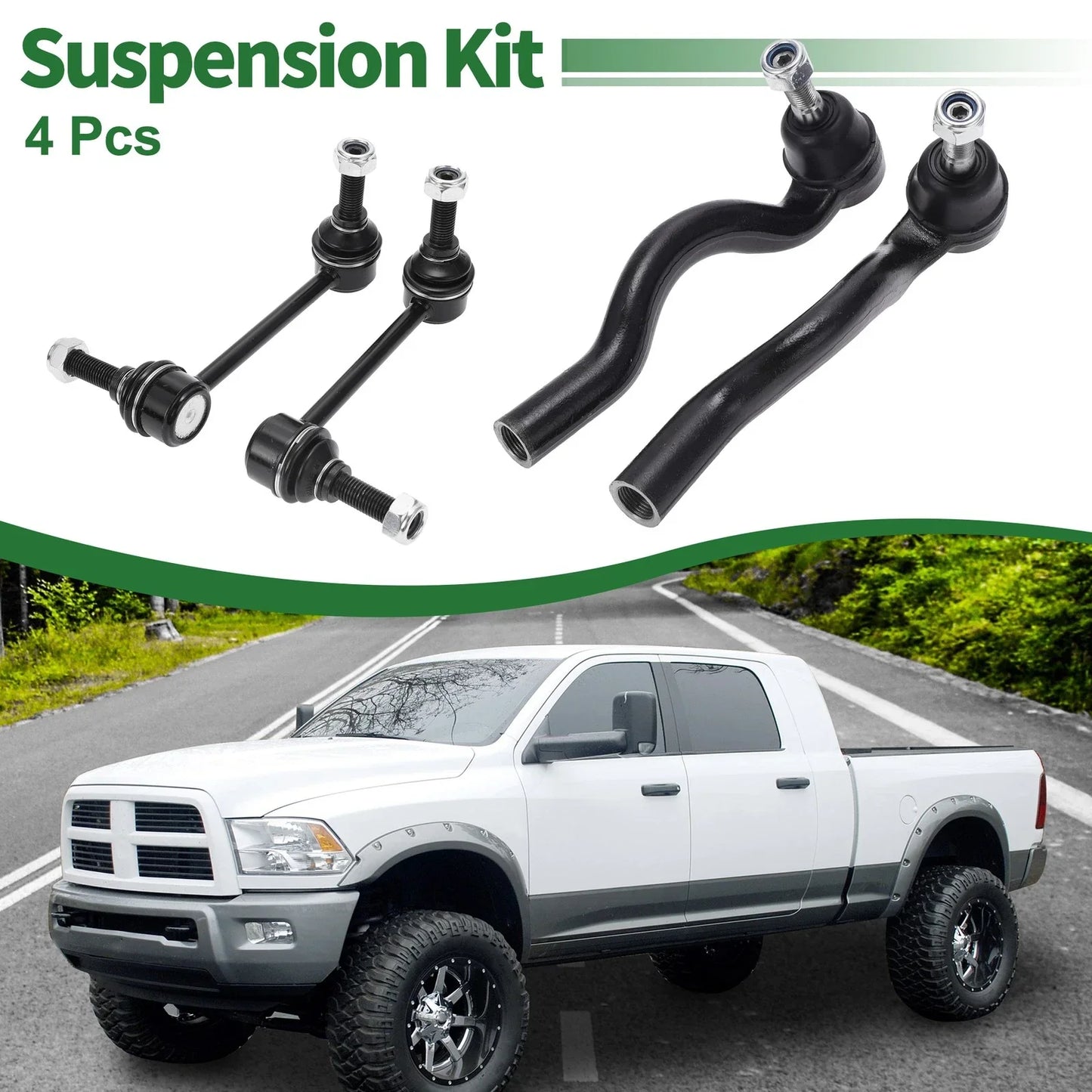 4pcs Front Suspension Kit Outer Tie Rod Ends & Sway Bar Links for Dodge Durango