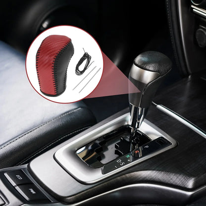 Gear Shift Knob Cover for Hyundai Tucson 2015-2018 Black Red Faux Leather