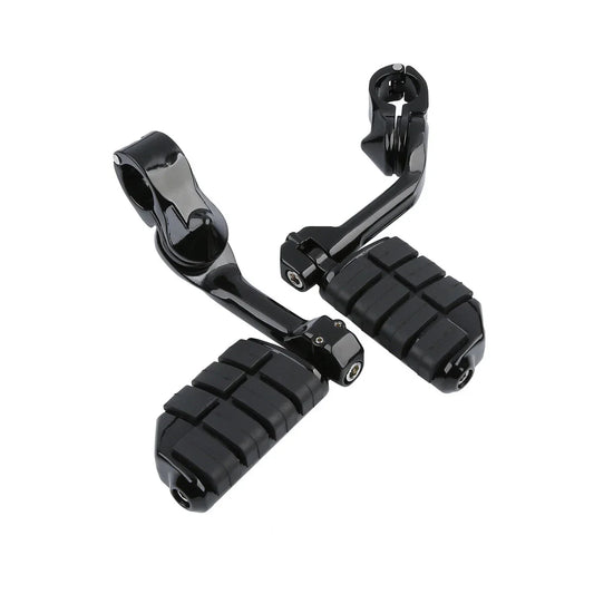 1-1/4" Engine Guards Long Angled Foot Pegs Rest Mount for Harley Touring