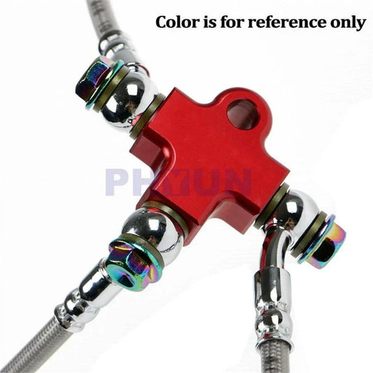 3-Way Hydraulic Brake Hose Pipe Tee Connector for Universal Motorcycle