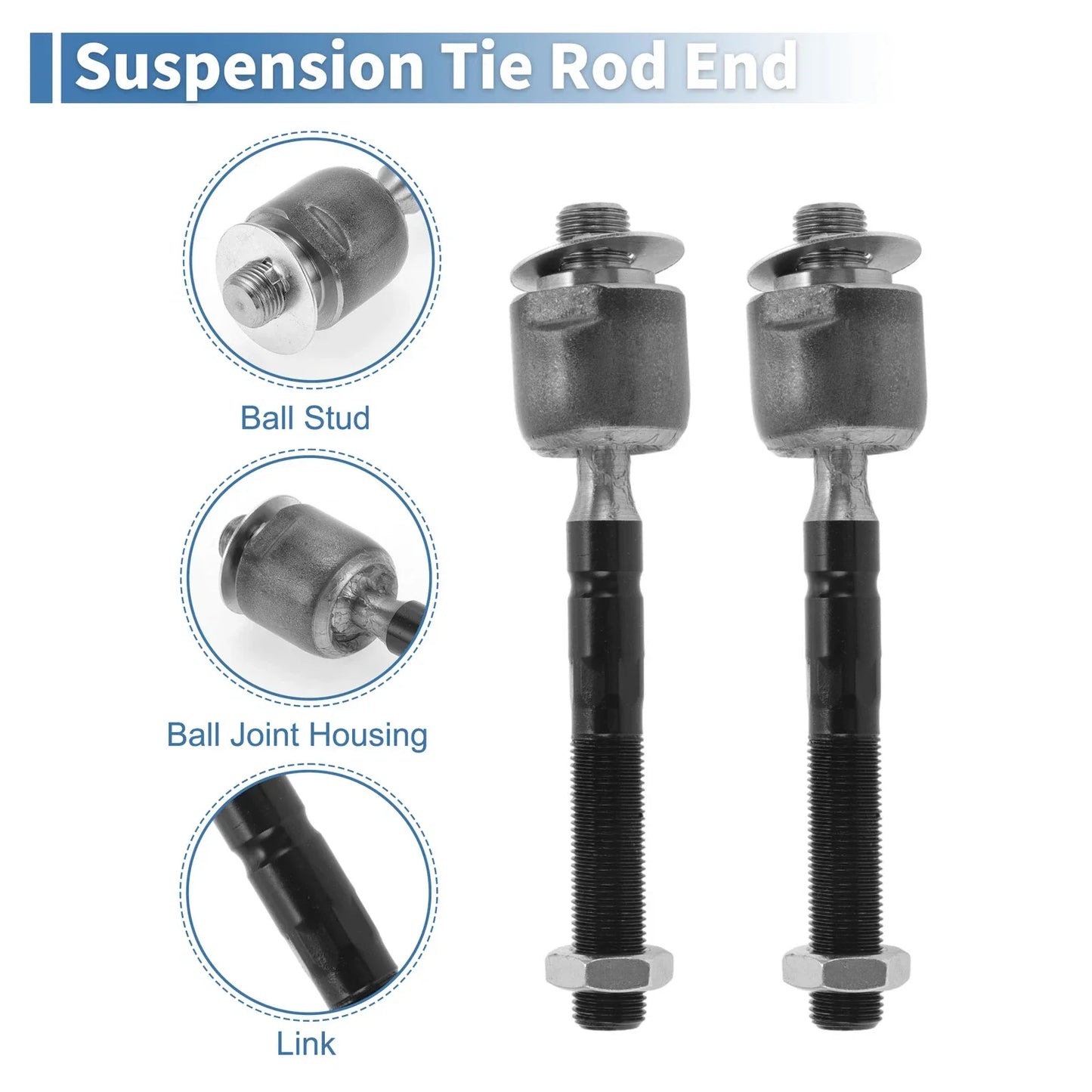2 x Front Inner Tie Rod End Links for Mercedes-Benz ML320 (1998-2003)