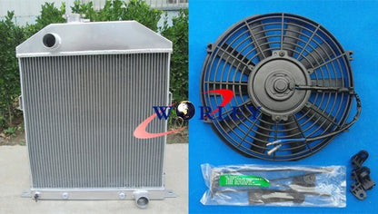 Aluminum Radiator & Fan for 42-48 Ford Mercury Coupe w/ Chevy 3.9L Engine