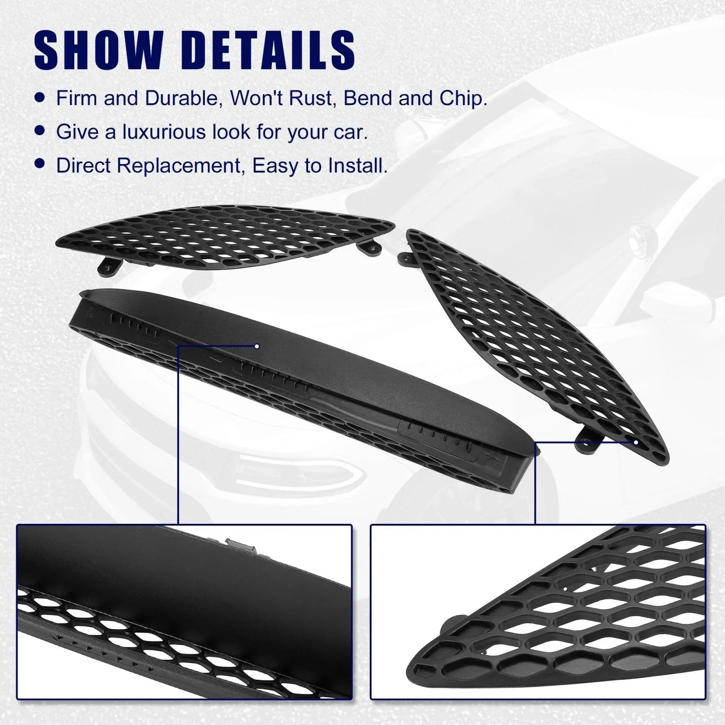 Black Hood Bezel Front Trim Grill Kit for Dodge Charger (2015-2020)