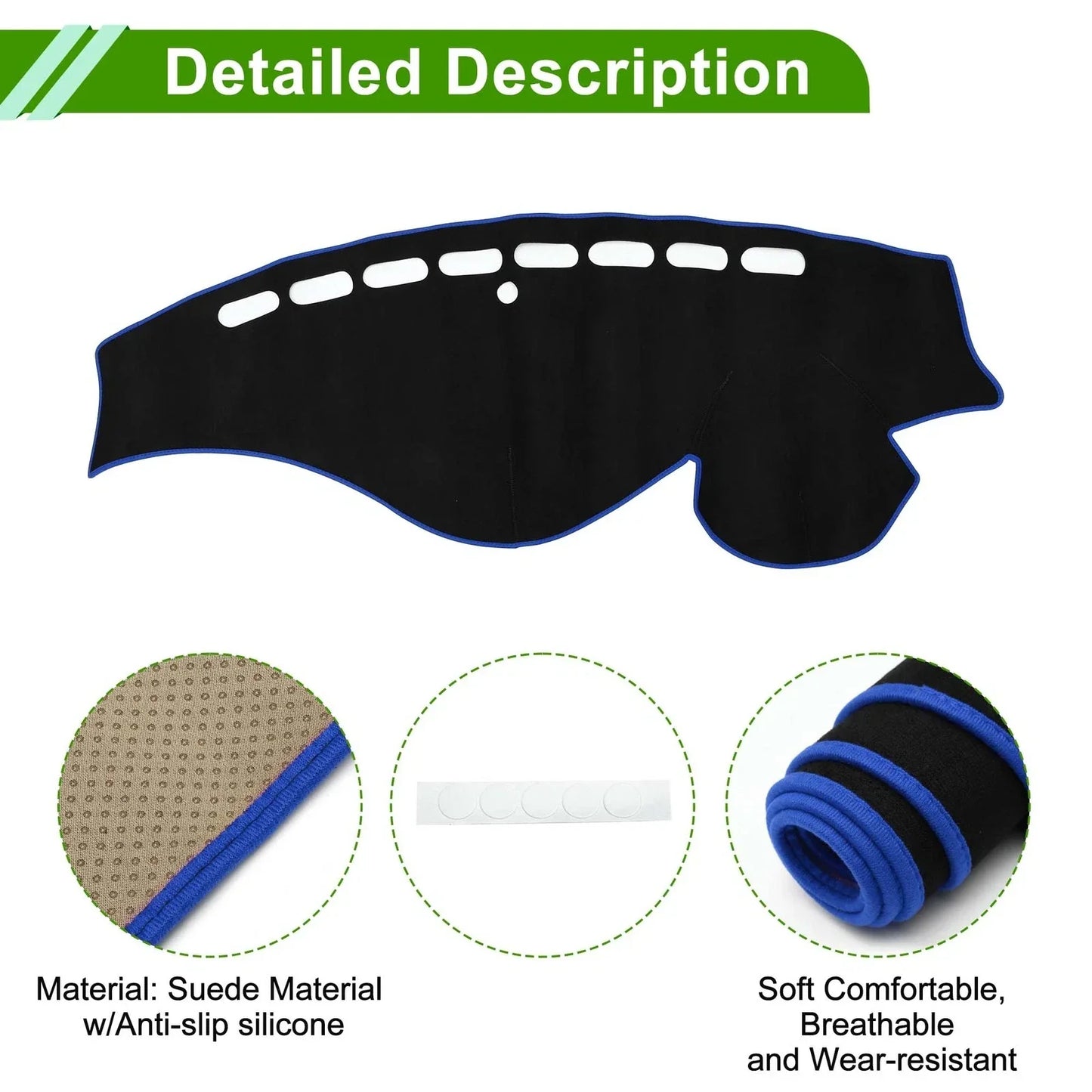 Dashboard Cover Mat for Honda Odyssey (2009-2014) Sun Protector Pad Black Blue