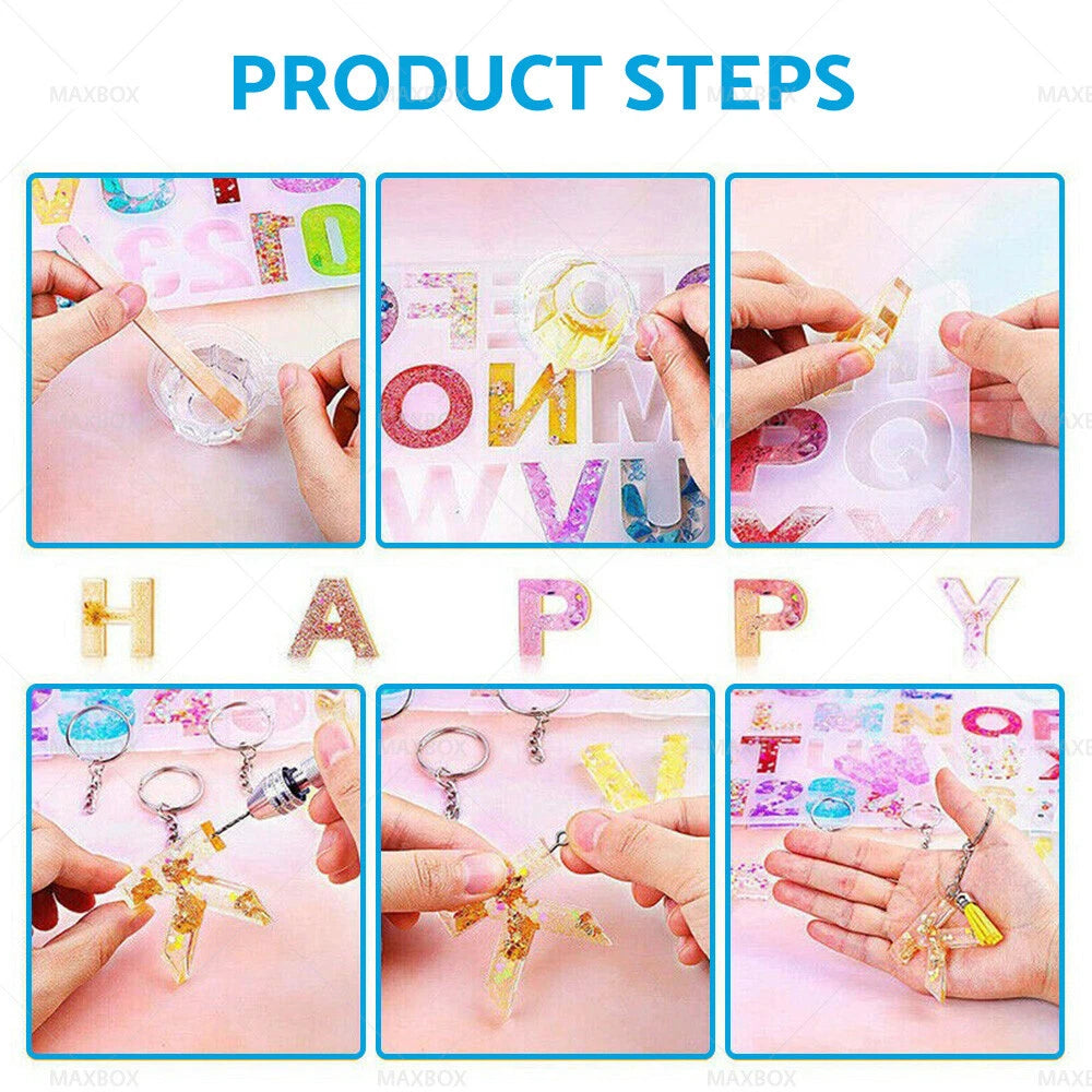 Epoxy Resin Mold Letter Number Silicone Mould for Keychain Tassel Pin Vise