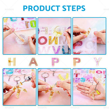 Epoxy Resin Mold Letter Number Silicone Mould for Keychain Tassel Pin Vise