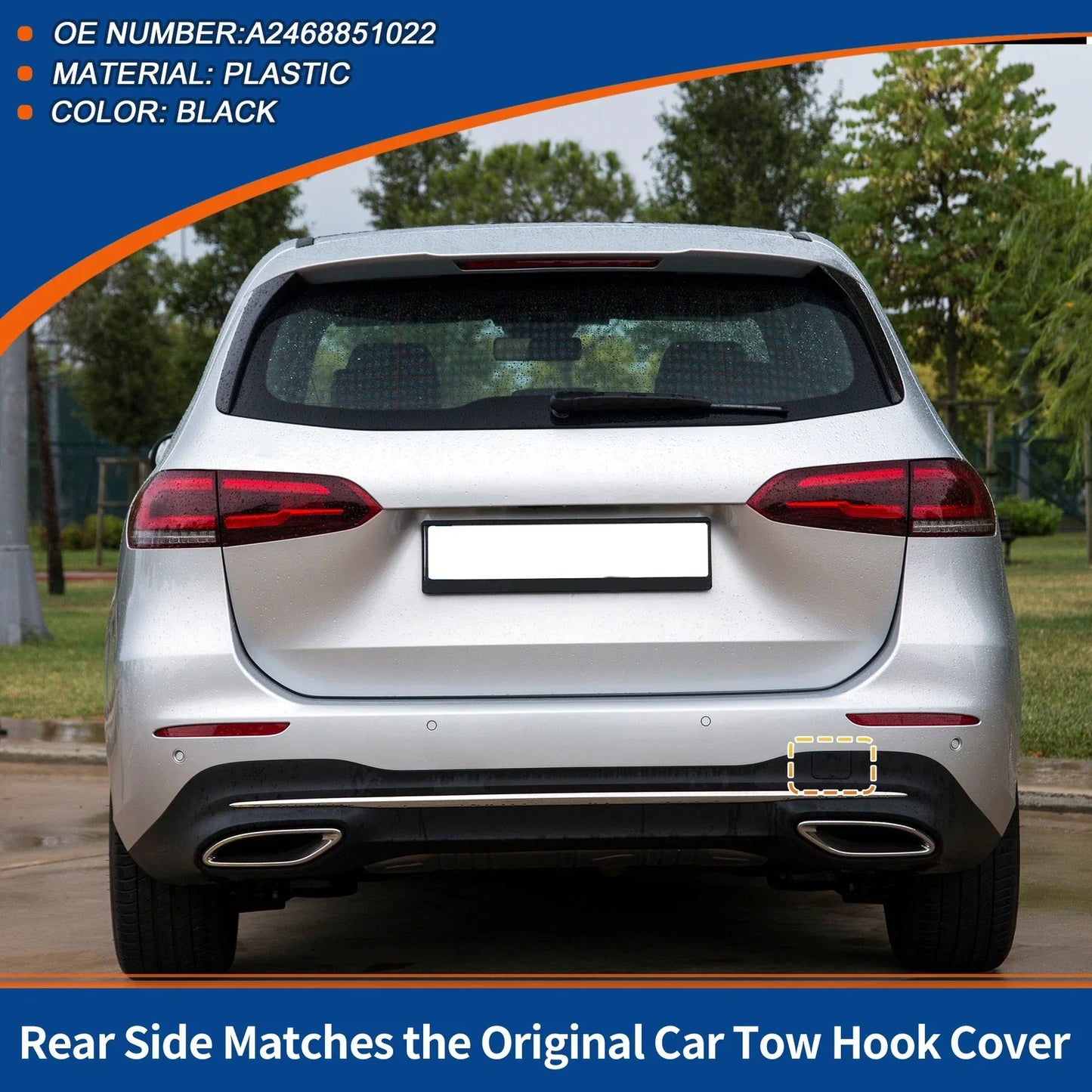 Rear Tow Hook Cover for Mercedes-Benz B-Class (2012-2019) - Black