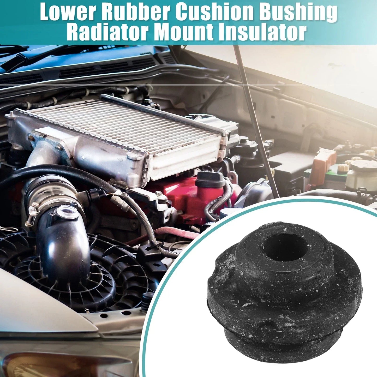 2 x Rubber Car Lower Radiator Mount Insulators for Hyundai Accent (2012-2017)