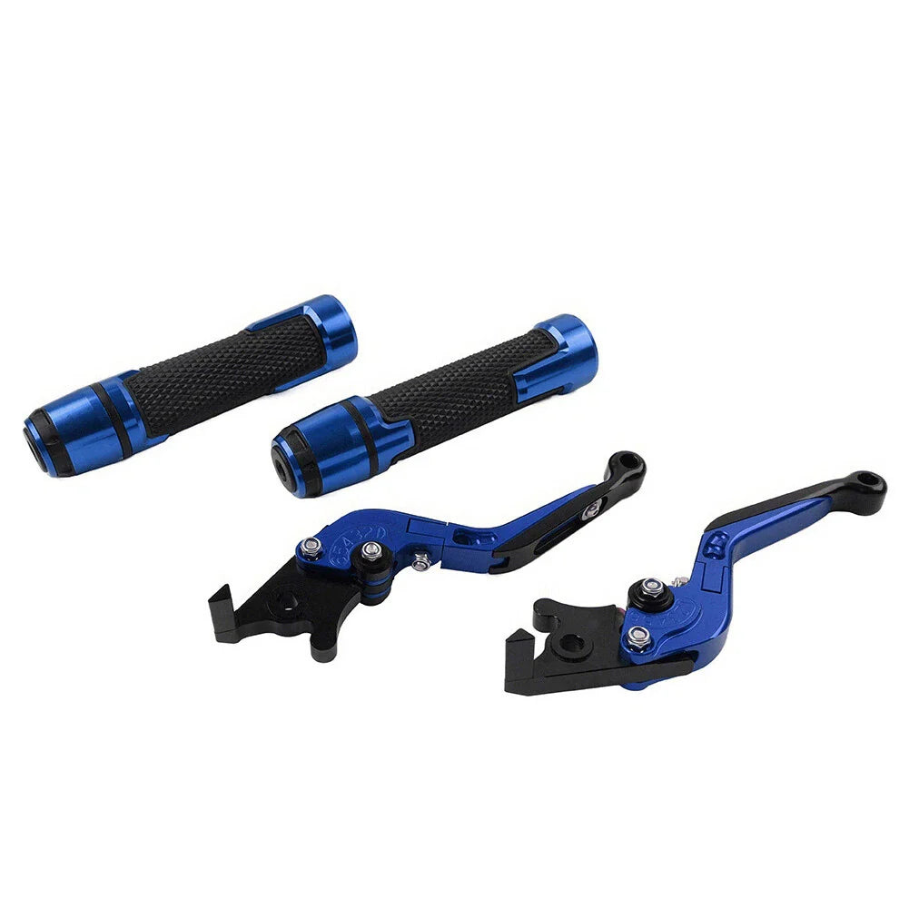 Blue Extendable Brake Clutch Levers & Handlebar Grips for Suzuki GSXS125
