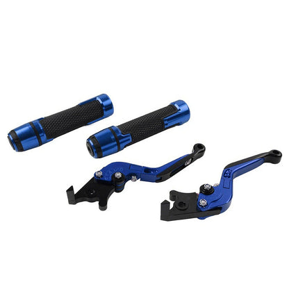 Blue Extendable Brake Clutch Levers & Handlebar Grips for Suzuki GSXS125