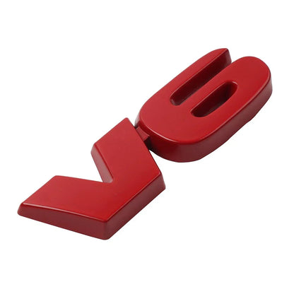 Universal Metal V6 Logo Car Fender Trunk Engine Emblem Badge Red