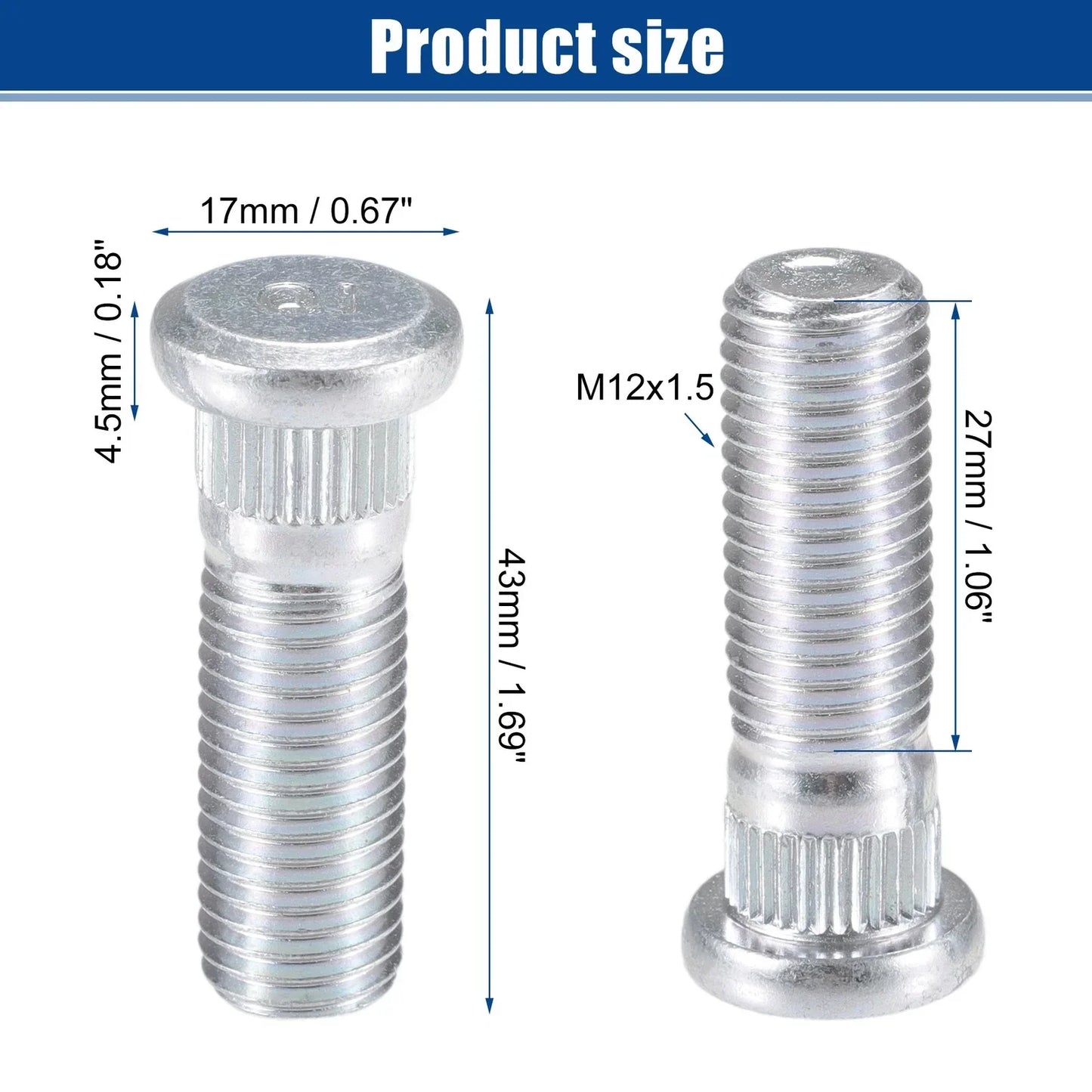 M12x1.5 Wheel Lug Studs for Honda Accord City (2003-2023) - 20 pcs