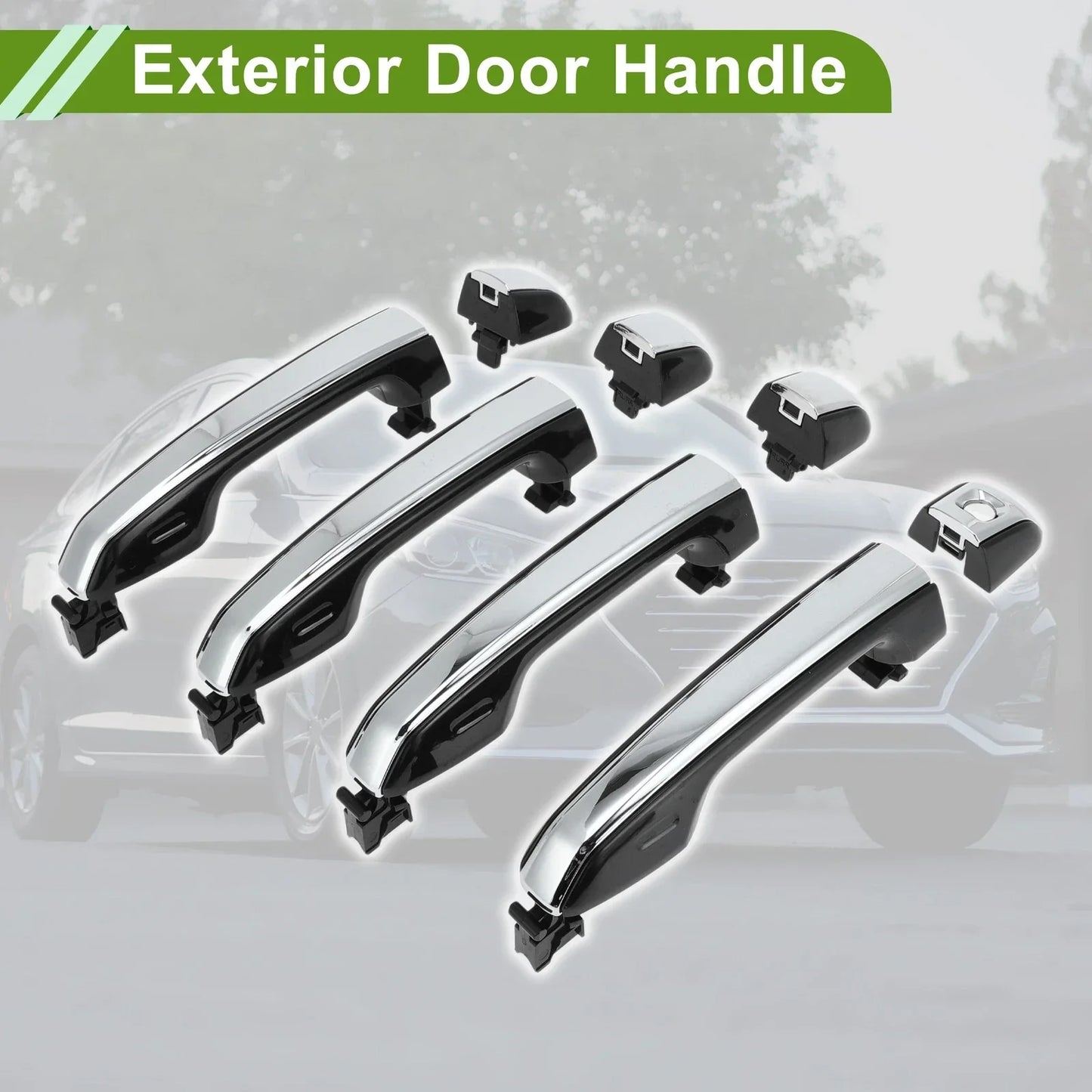 Exterior Door Handle Set for Toyota Lexus GX460 Black Silver Tone (2010-2023)