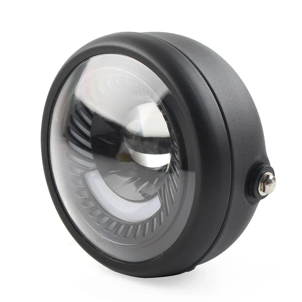 5-3/4" Switchback White LED Halo DRL Angel Eye Headlight for Motorcycle (N/A)