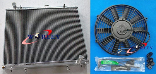 Aluminum Radiator + Fan for Mitsubishi Pajero NM NP NS NT 3.0L-3.8L V6