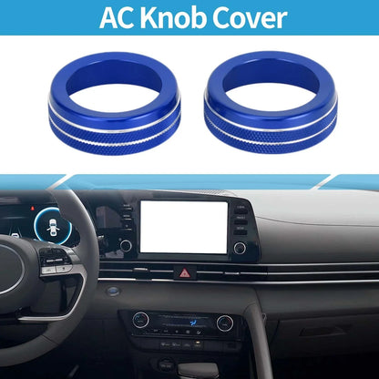 AC Climate Heater Switch Knob Cover Ring for Hyundai Elantra (2021-2024) 2 x Blue