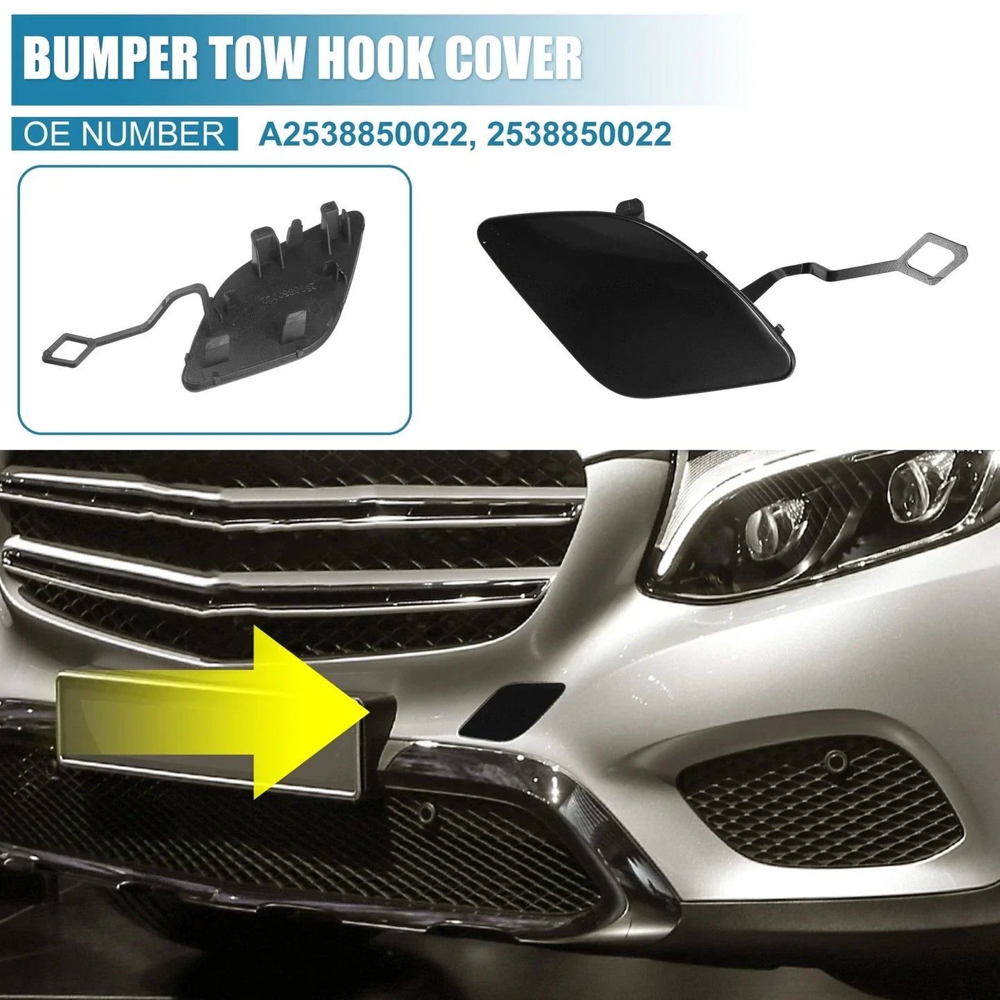 Front Bumper Tow Hook Cap for Mercedes-Benz GLC Class (2016-2023) Gloss Black
