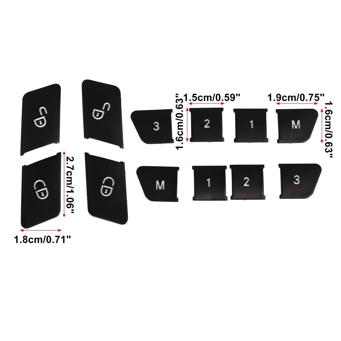 Car Door Lock Unlock Seat Button Cover Trim Set for Mercedes-Benz GLE500 (2016-2020)