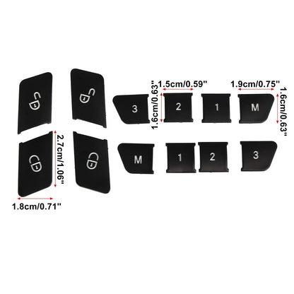 Car Door Lock Unlock Seat Button Cover Trim Set for Mercedes-Benz GLE500 (2016-2020)