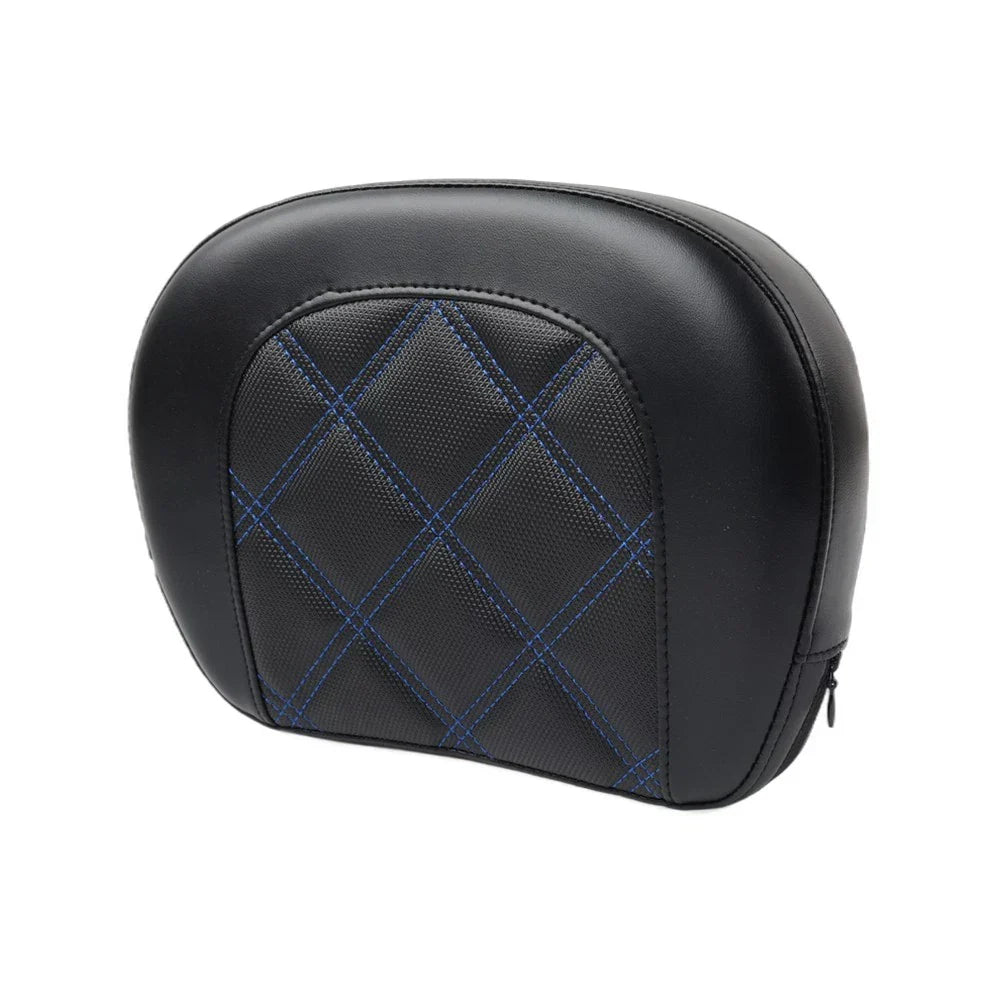 Passenger Sissy Bar Backrest Pad with Blue Stitching for Harley Electra Glide