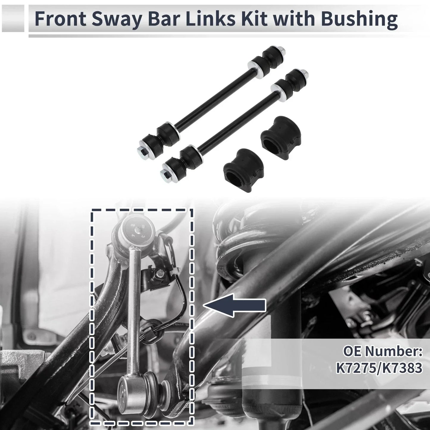 Front Stabilizer Bar Links 2 x Pcs Bushing for Dodge Ram 1500 (2002-2023)