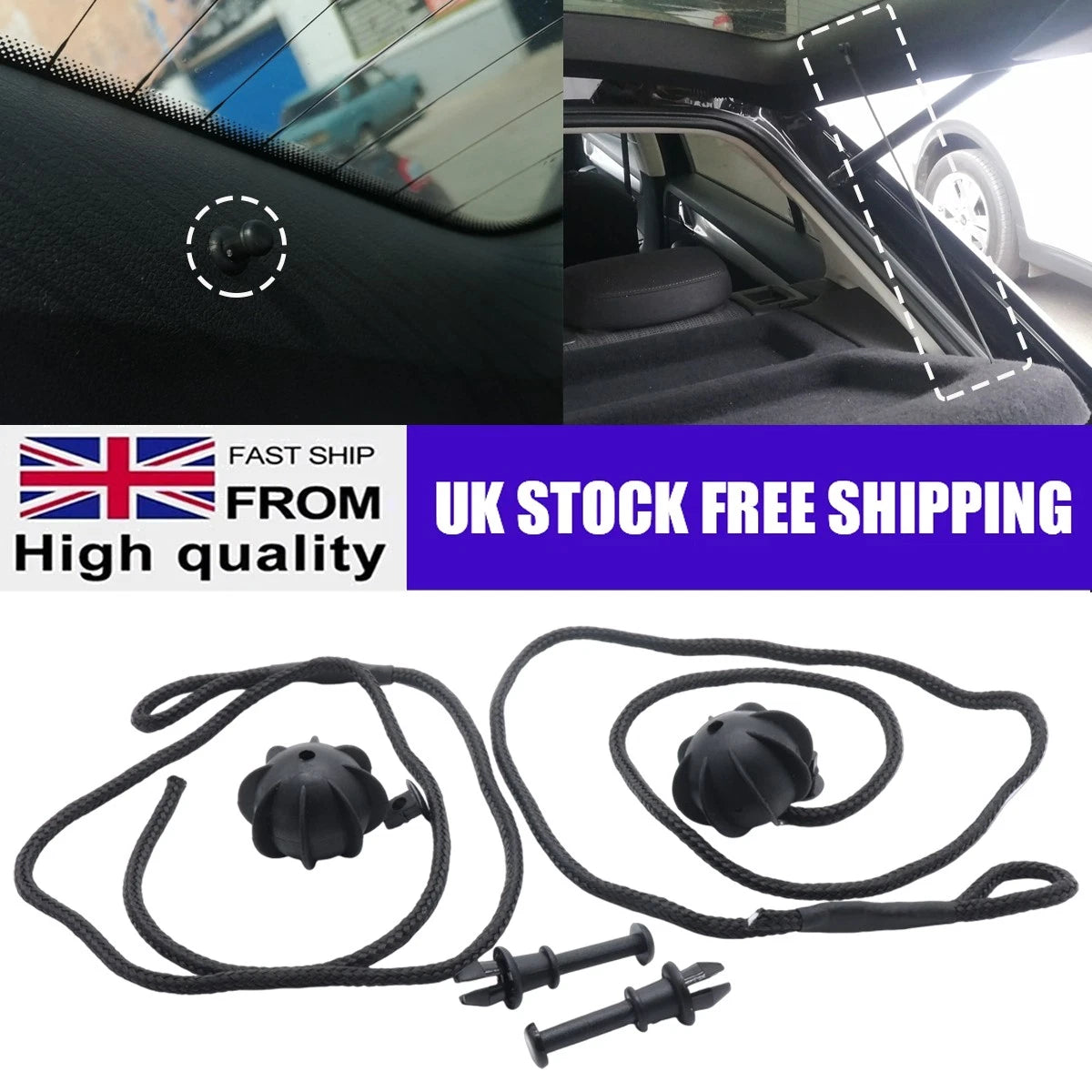 Rear Parcel Shelf Strap Replacement With Retainer Clips for Skoda Yeti (2009–2014)