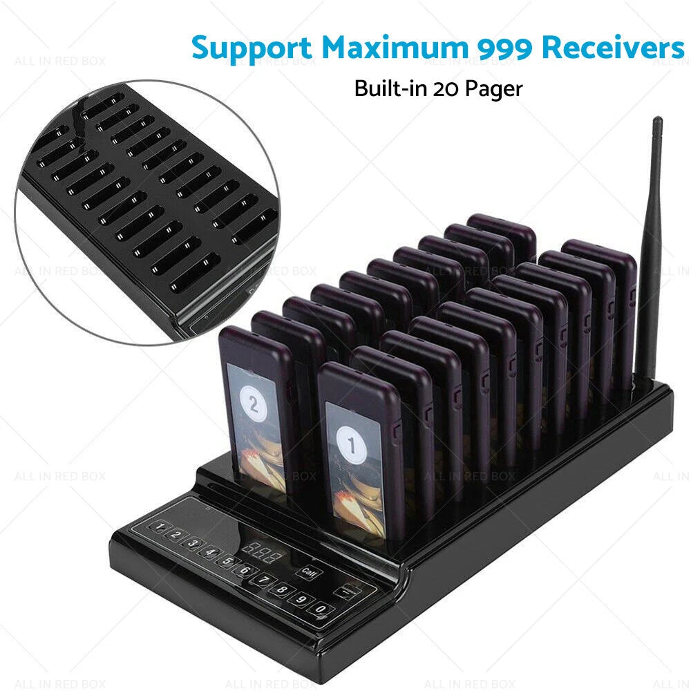 Wireless Guest Call Pager System for Restaurant - 20 Coasters