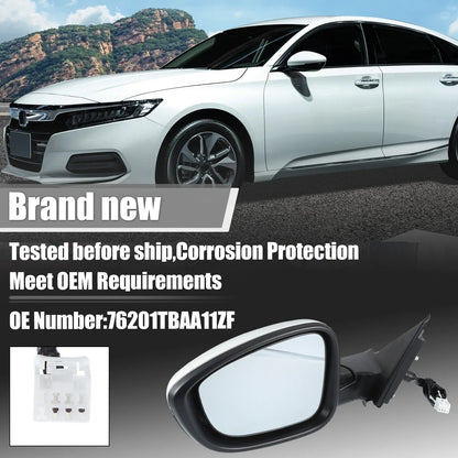 Left Side Door Mirror Assembly White for Honda Accord (2018-2022)