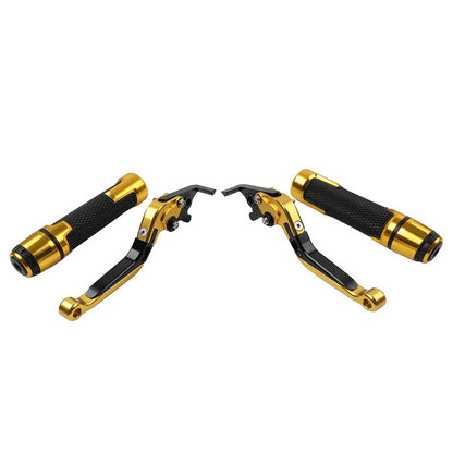 Gold Extendable Brake Clutch Levers & Handlebar Grips for Suzuki GSXR750