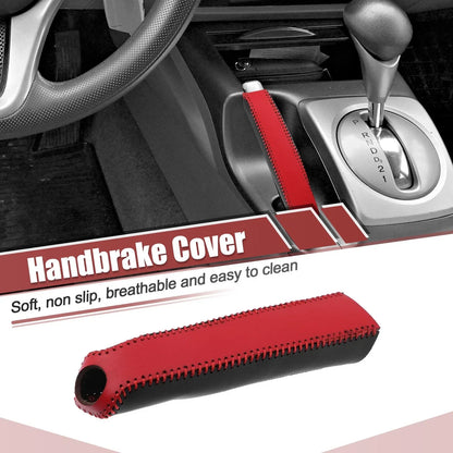 Faux Leather Handbrake Cover for Honda Civic 2006-2011 Black Red